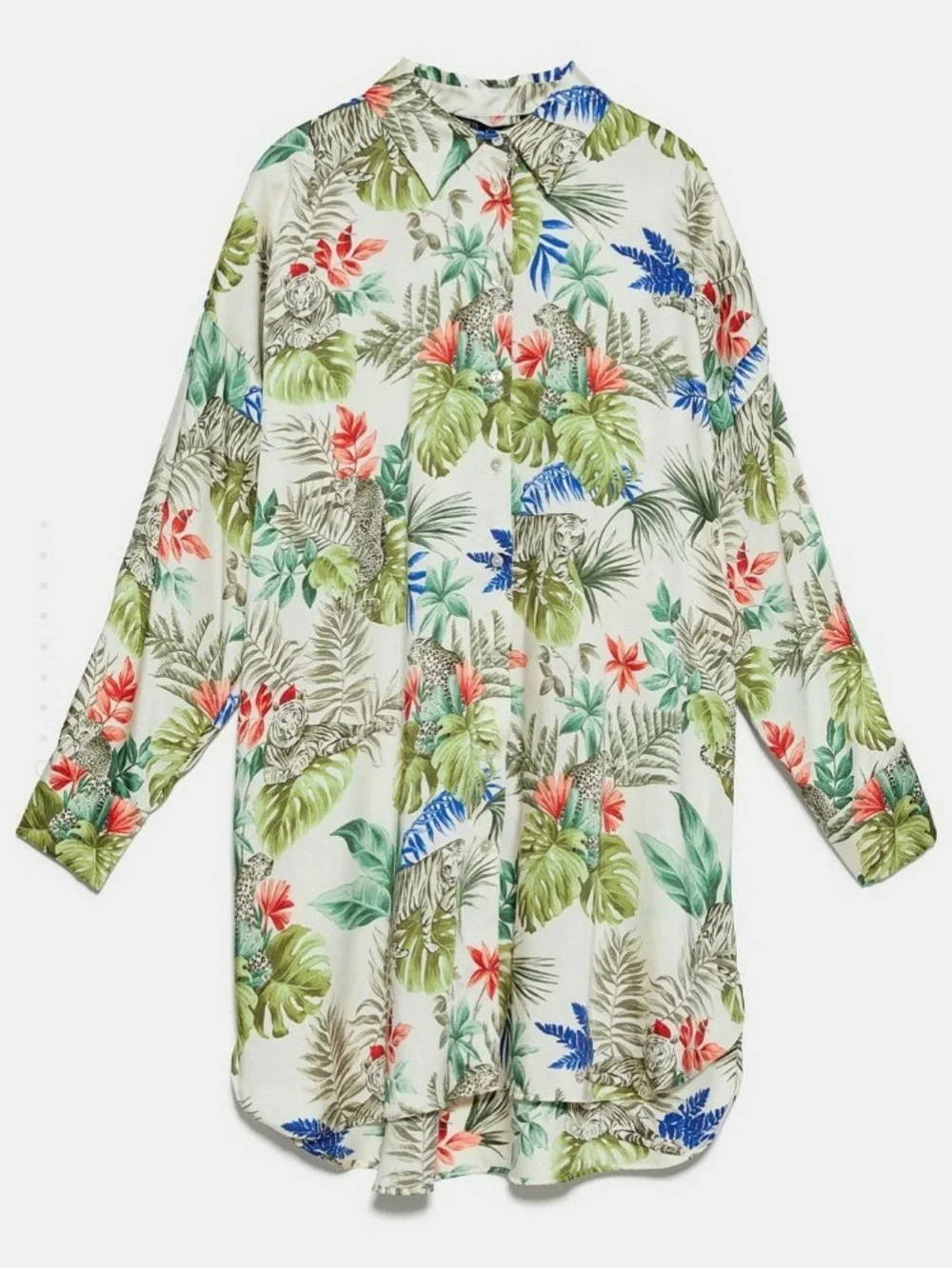 𝐙𝐀𝐑𝐀 Oversized tropical print shirt dress Size M - Picture 2 of 10